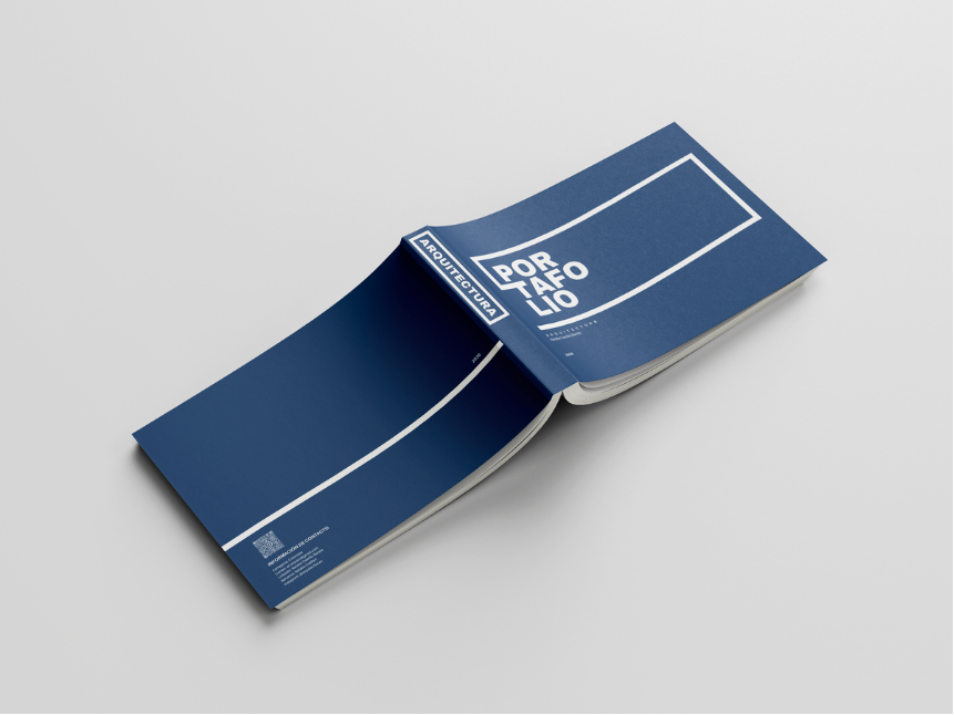Mockup del Portafolio Angola de AC Arquitectos en azul