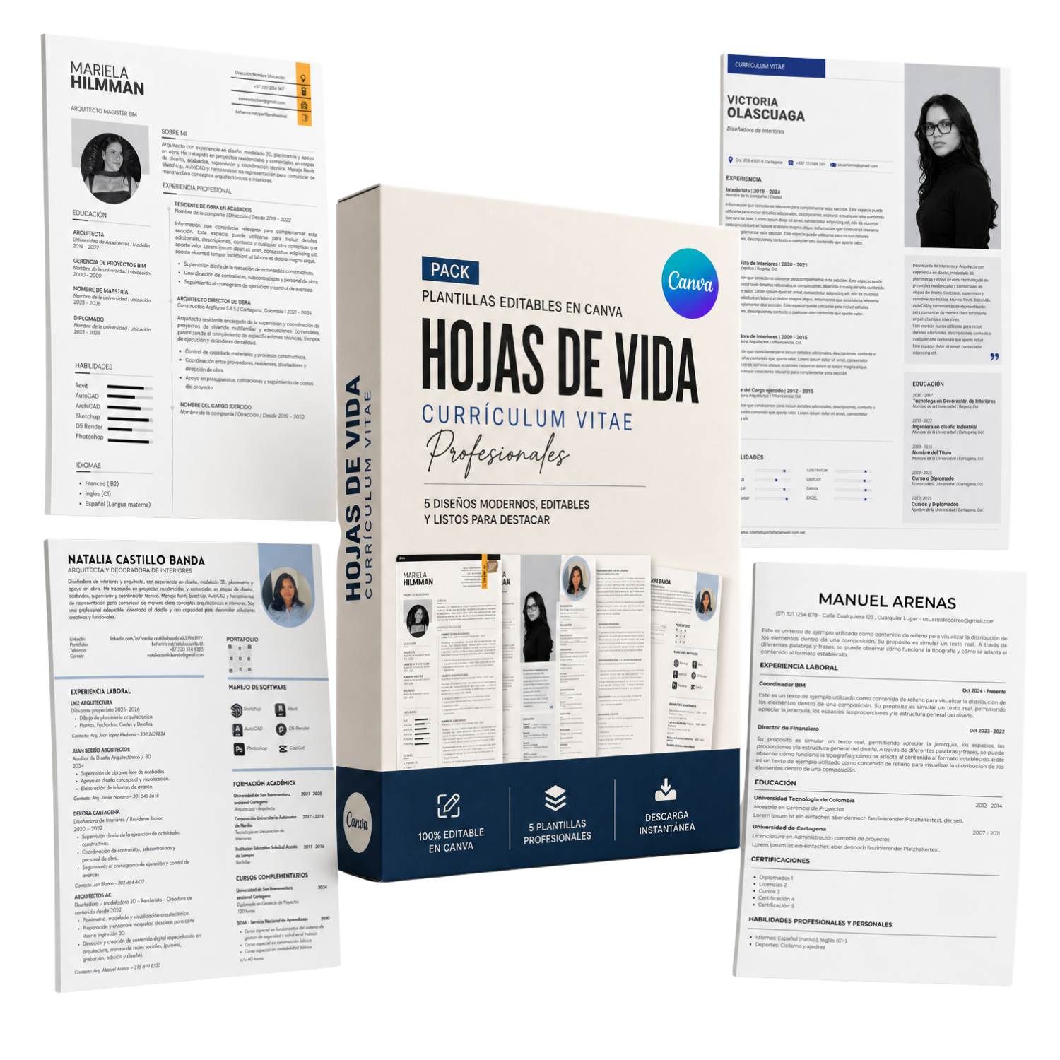 Pack de hojas de vida editables de AC Arquitectos