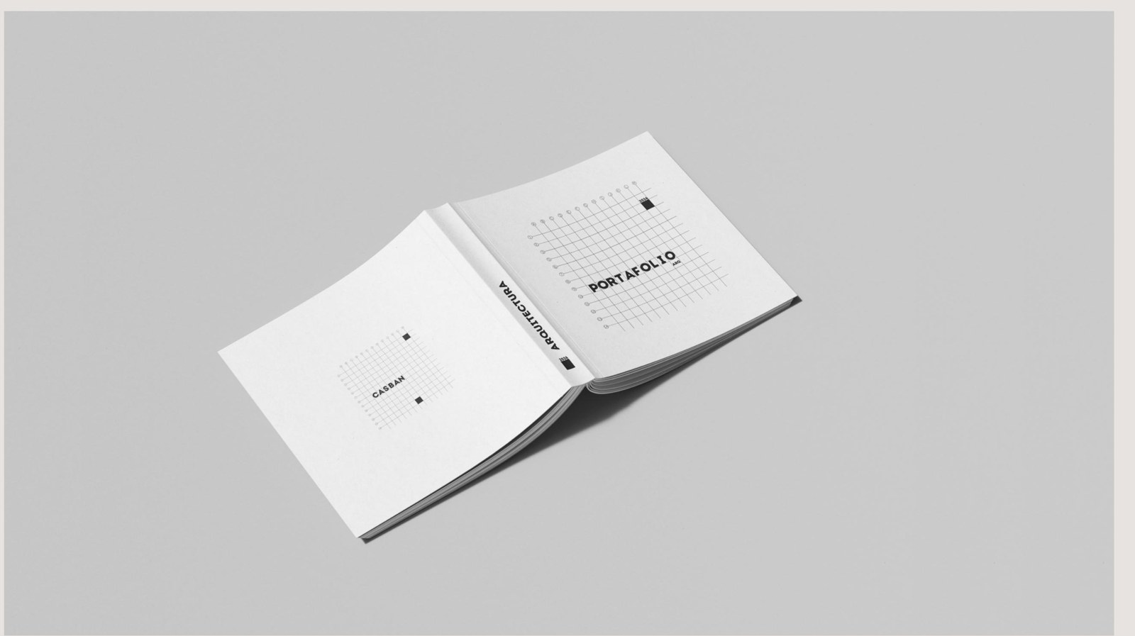 Mockup del Portafolio Ejes de AC Arquitectos en blanco