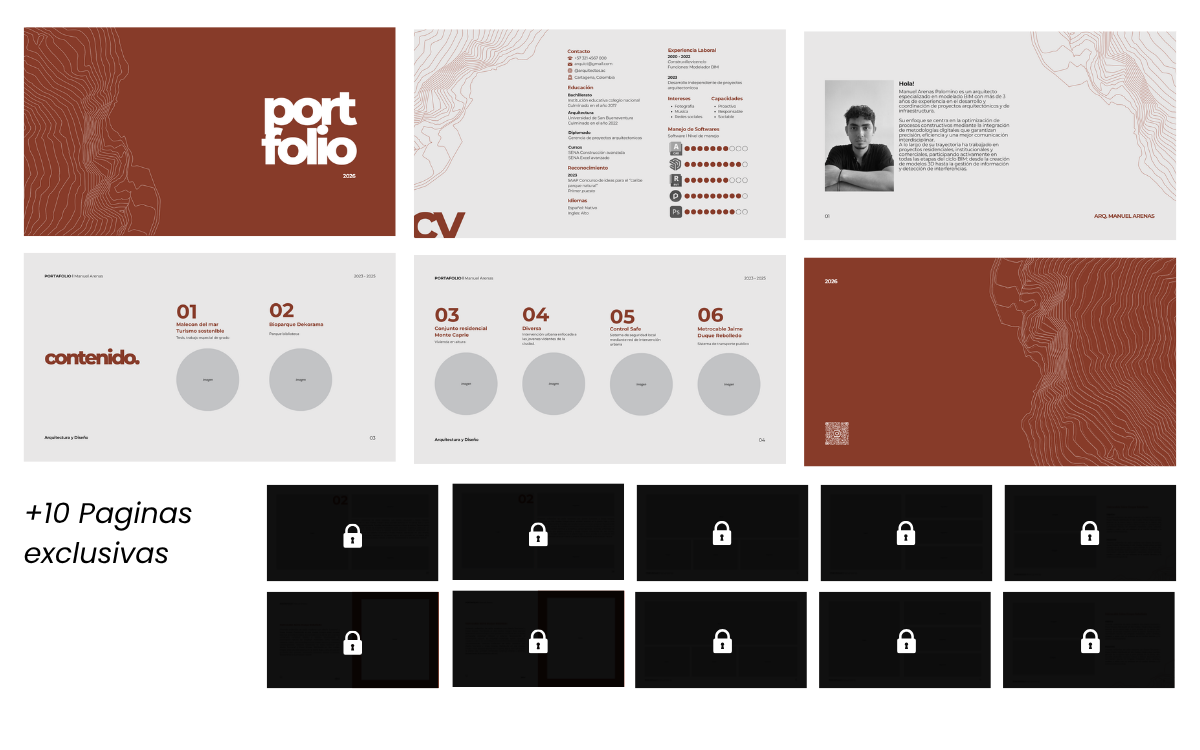 Páginas interiores del Portafolio Topo