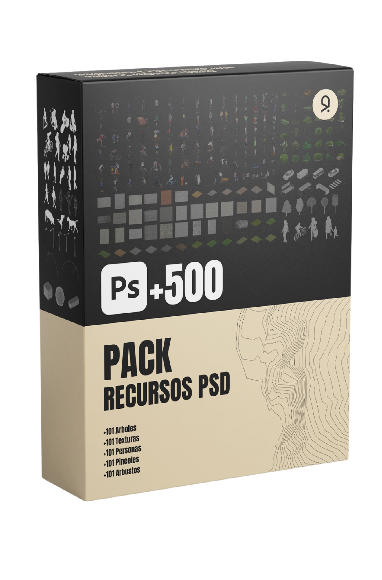 Mockup del Pack de Recursos PSD +500 de AC Arquitectos sin fondo