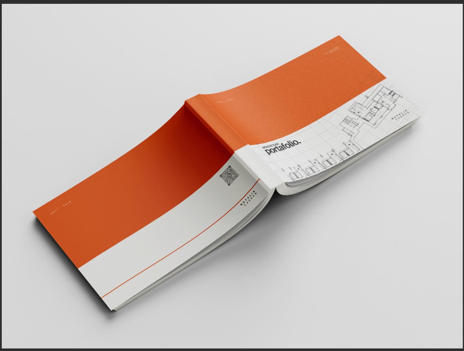 Mockup del Portafolio Terra 2.0 de AC Arquitectos en naranja