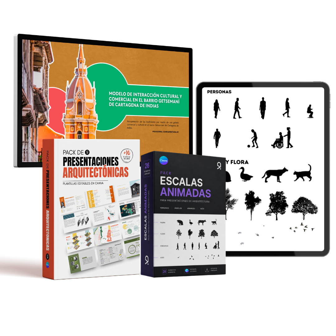 Pack de presentaciones arquitectónicas con bono de escalas animadas de AC Arquitectos